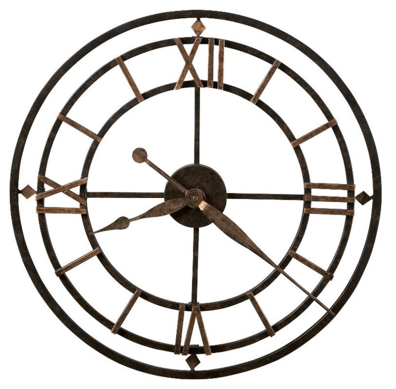 Oversized Skeleton Wall Clock with Diamond Accents and Roman Numerals