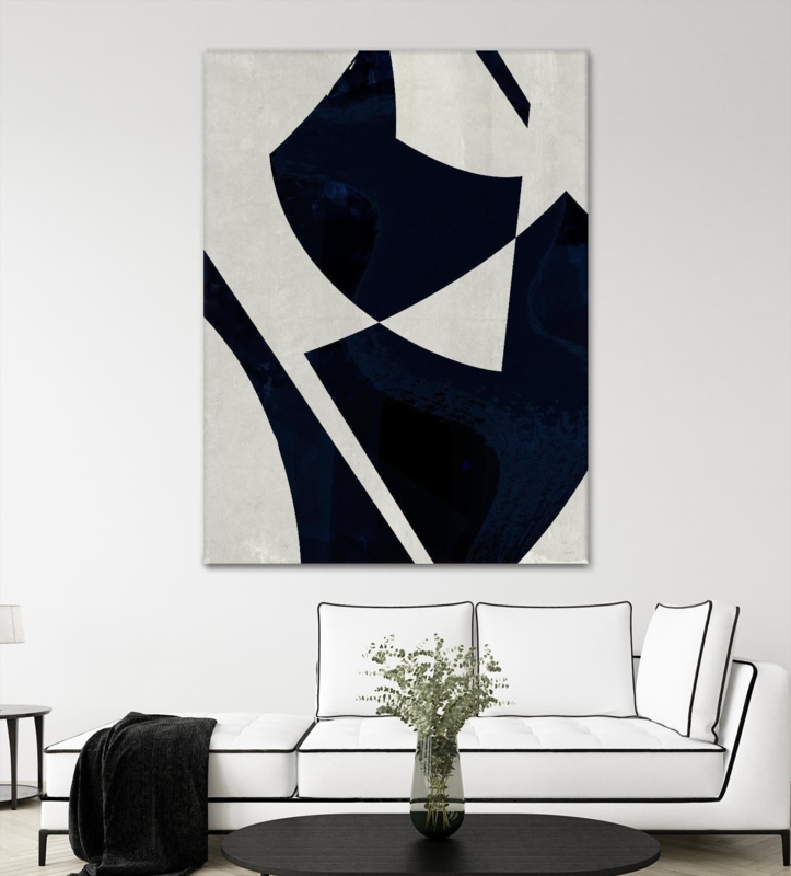 Oversized Wall Art: Navy Geometric Pattern in High Contrast Monochrome
