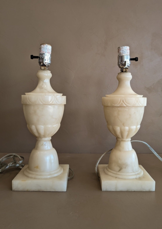 Pair of Vintage Faux Alabaster Lamps  Levity Interiors