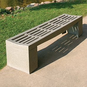 Park Bench: Backless Concrete Bench with Modern Linear Cutouts