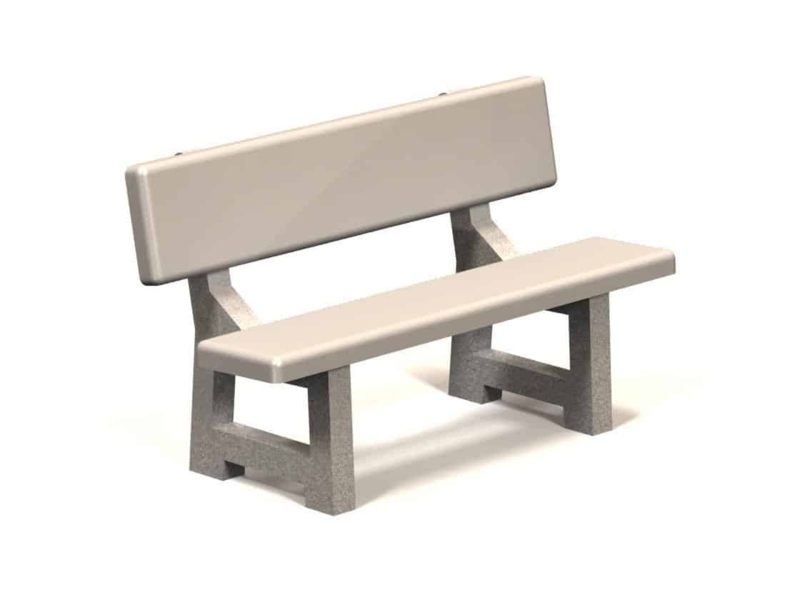 Park Bench Rounded Rectangular Planks Concrete Legs Modern Public Bench
