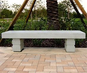 Park Bench: Textured Concrete Seat with Sculpted Pedestals