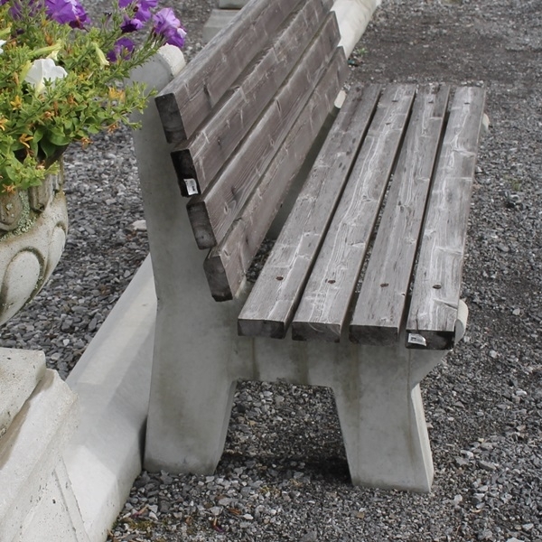 Park Bench: Weathered Wood Park Seating on Heavy Concrete Legs