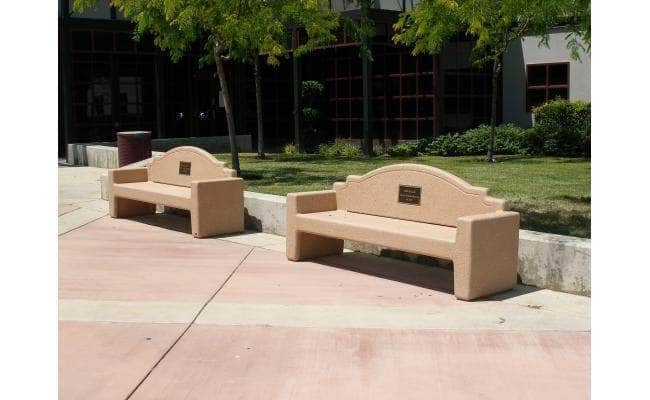 Park Bench with Arched Backrest and Memorial Plaque Recess