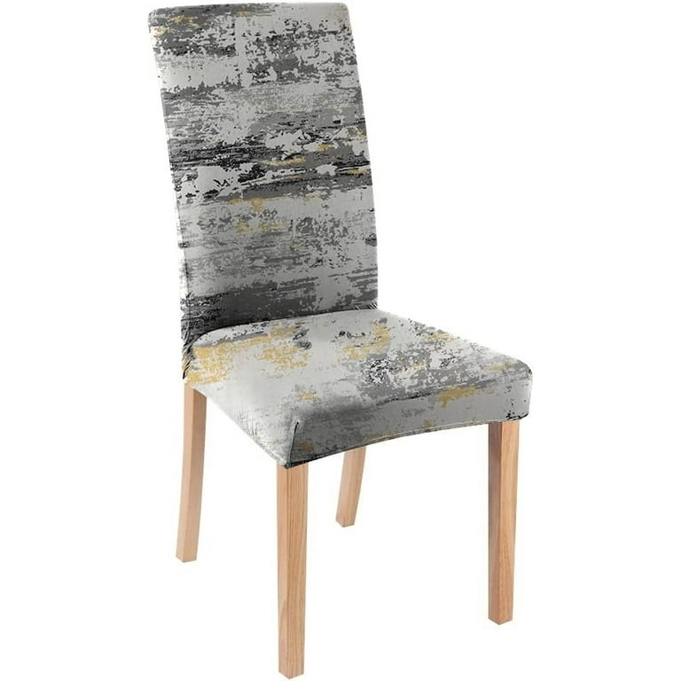 Parson Chair Slipcover Abstract Painterly Print Mustard Yellow Accent