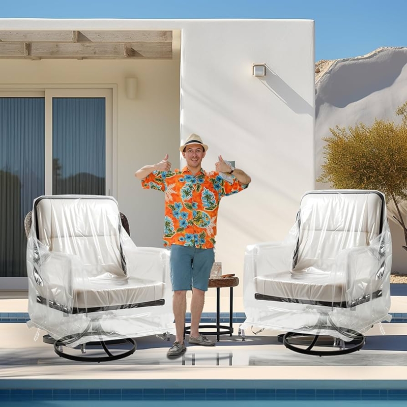 Patio Chair Cover Clear Plastic Swivel Base Fit Weather Protective