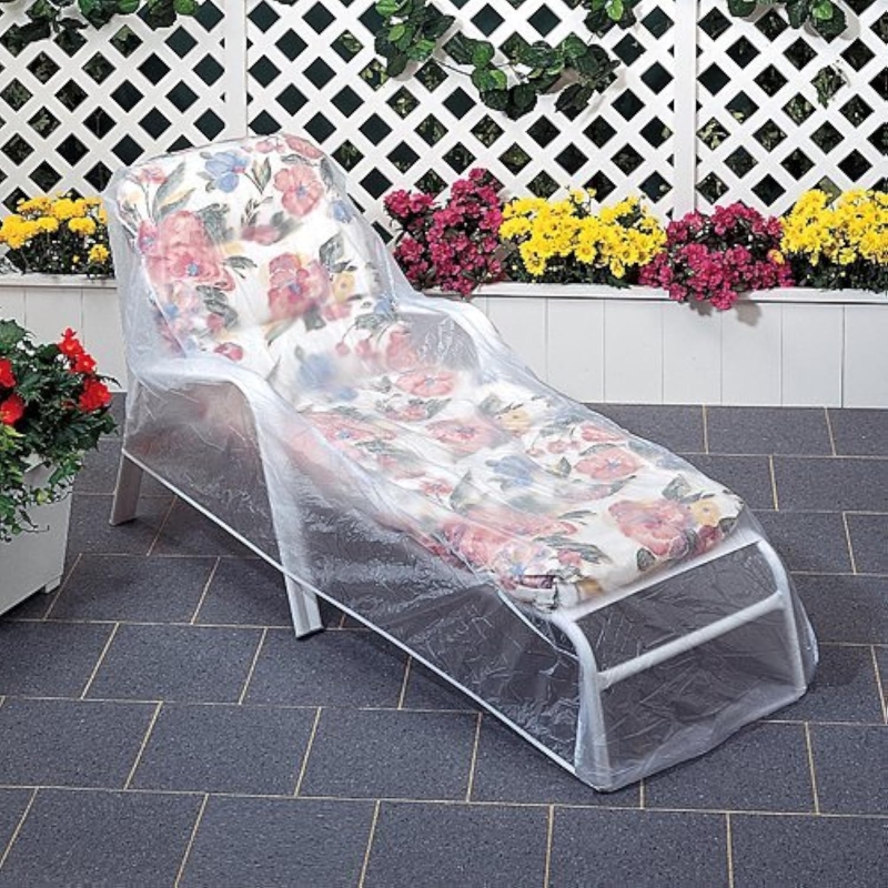 Patio Chair Cover Clear Vinyl Chaise Lounge Fit Floral Cushion