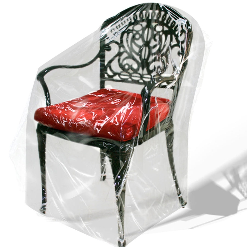 Patio Chair Cover Crystal Clear Plastic Ornate Metal Scrollwork