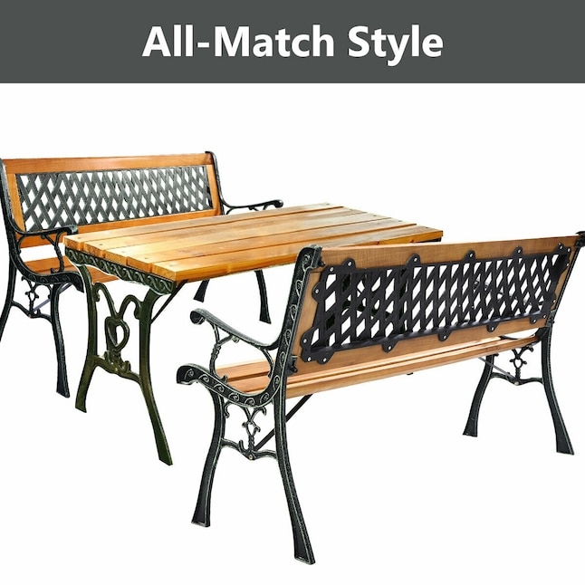 Patio Dining Set featuring Antique Green Metal and Lattice Backrest