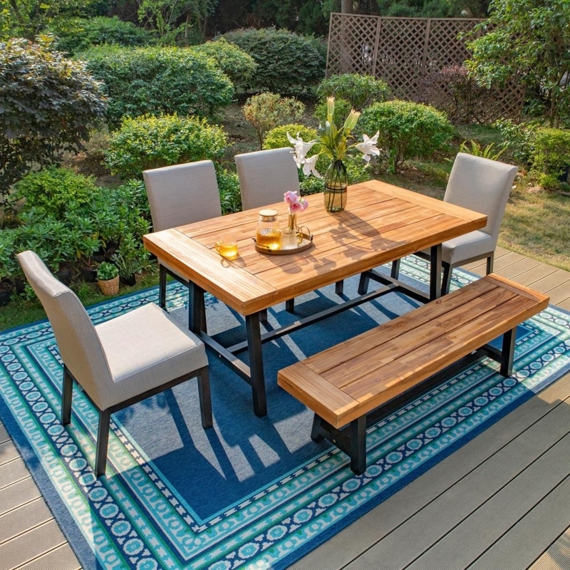 Patio Dining Set featuring Mixed Seating and Metal Base