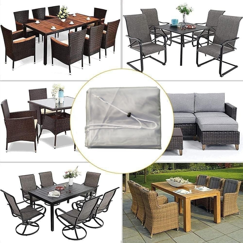Patio Furniture Cover Frosted Plastic Drawstring Modular Design Fit