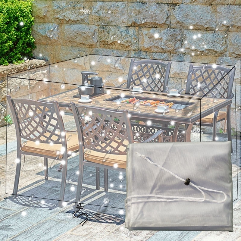 Patio Furniture Cover Translucent PVC with Adjustable Drawstring