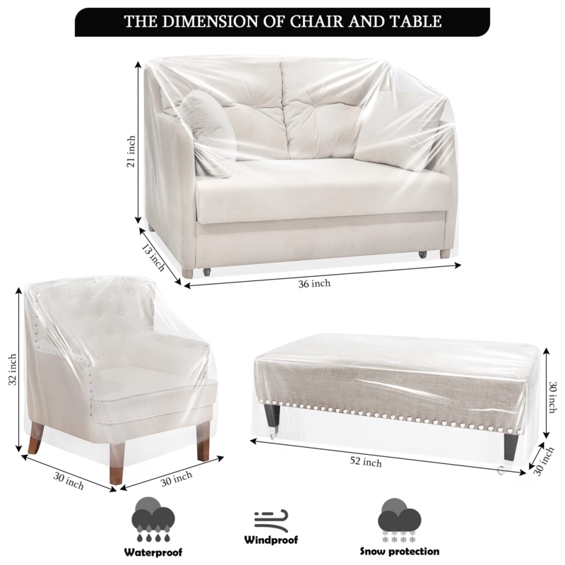 Patio Furniture Covers Clear Plastic Snow Resistant Tufted Back
