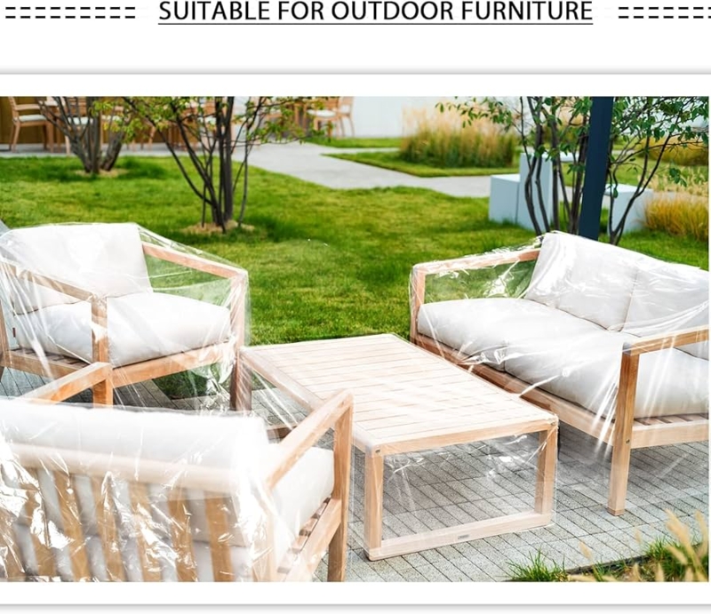 Patio Furniture Covers Clear Plastic Waterproof Wood Frame Visibility
