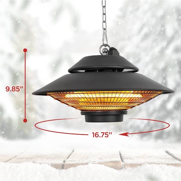 Patio Heater Tiered Conical Shade Matte Black Infrared Hanging
