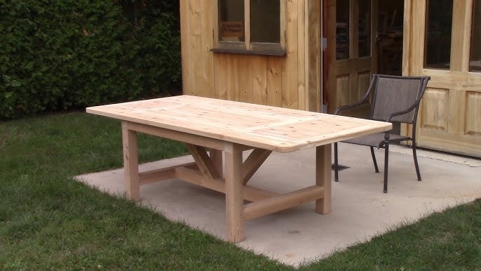 Patio Table featuring Trestle Base and Diagonal Bracing
