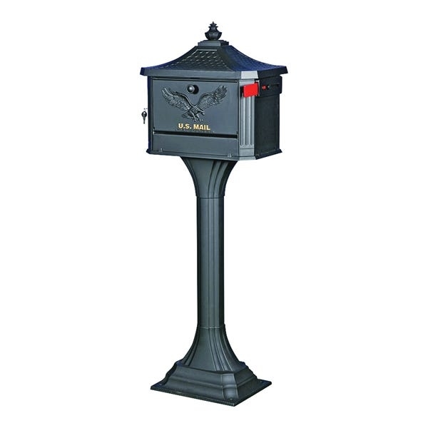 Pedestal Mailbox Eagle Emblem Locking Mechanism Aluminum Traditional