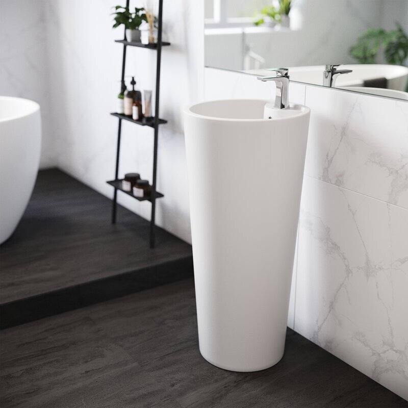 Pedestal Sink Cylindrical Tapered Monolithic Integrated Tap Hole