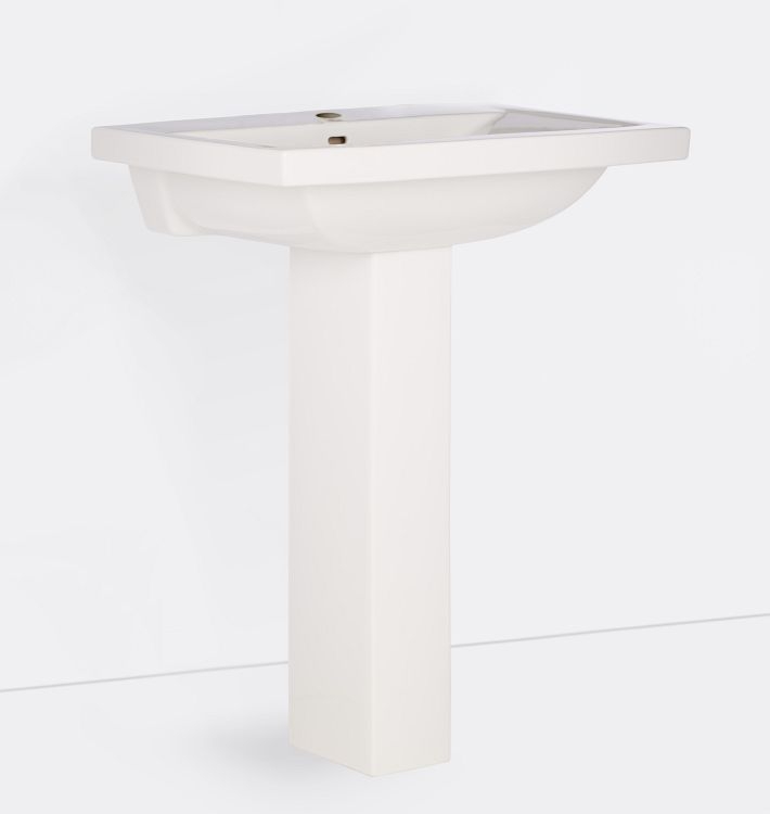 Pedestal Sink Wide Deck Rectangular Basin Square Pillar Tapered Underside