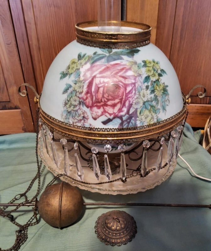 Pendant Light Counterweight Ball Hand Painted Globe Crystal Prisms
