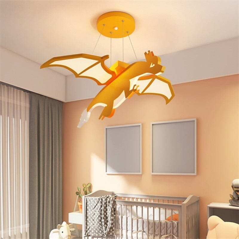 Pendant Light Dinosaur Shape Wing Diffusers Bright Yellow