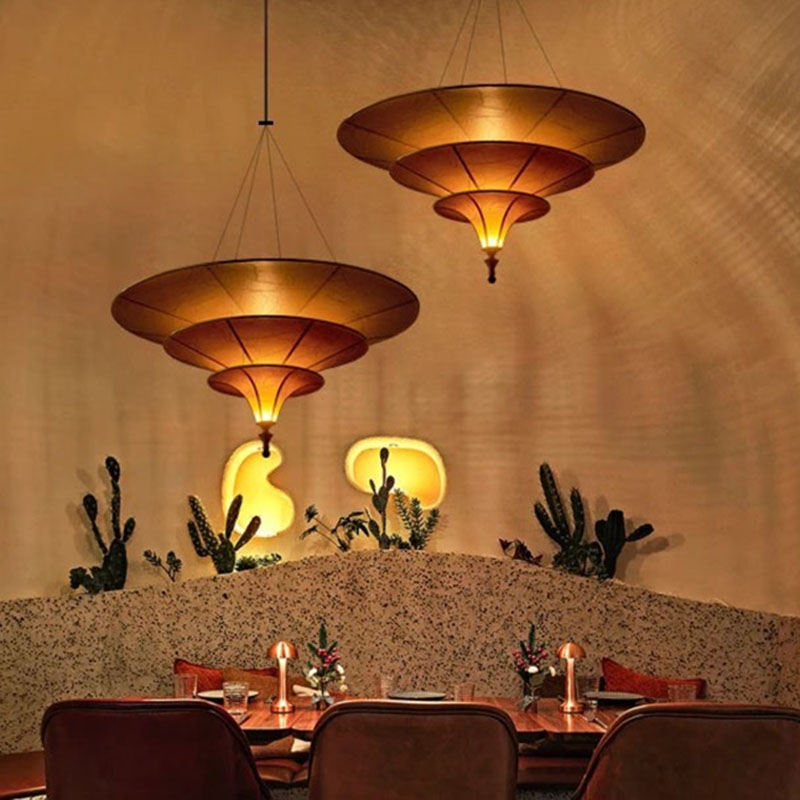 Pendant Light Multi Tiered Flared Silhouette Organic Modern Desert Chic Amber