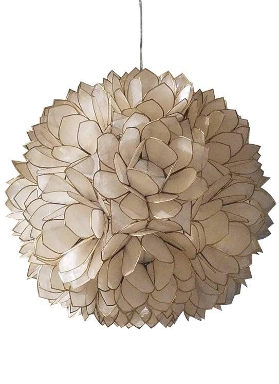 Pendant Light Sphere featuring Iridescent Capiz Lotus Petal Layers