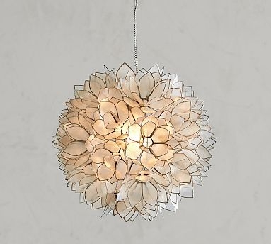 Pendant Light Sphere with Petal Flower Design and Convenient Plug-In Cord