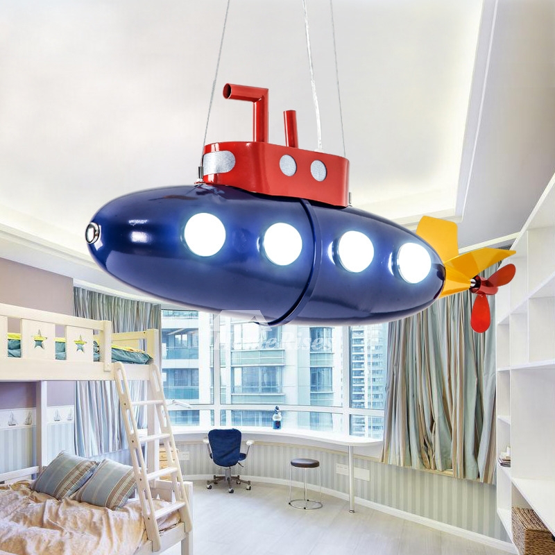 Pendant Light Submarine Shape Porthole Lights Red Propeller