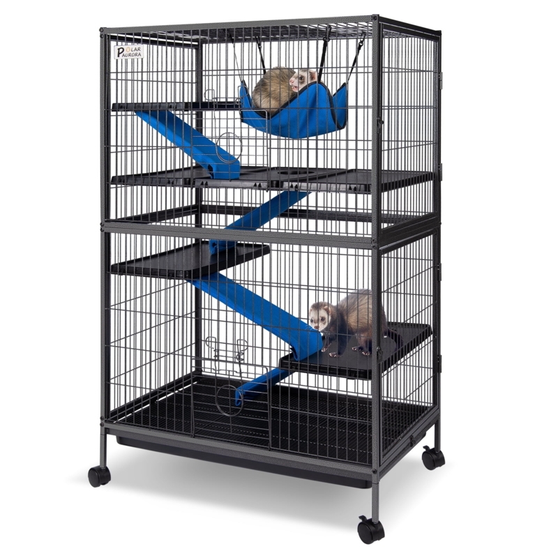 Pet Cage Blue Flannel Accents Four Tier Vertical Height