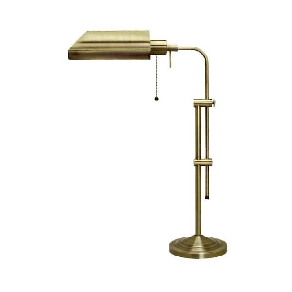 Pharmacy Table Lamp Adjustable Double Post Pull Chain Rectangular Shade