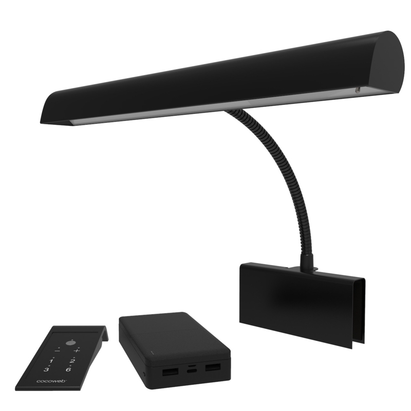 Piano Lamp Matte Black Gooseneck Clip-On Remote Control