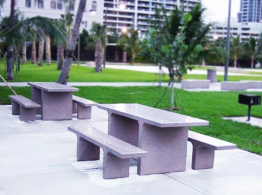 Picnic Table: Brutalist Outdoor Dining Set, Concrete with Detached Benches