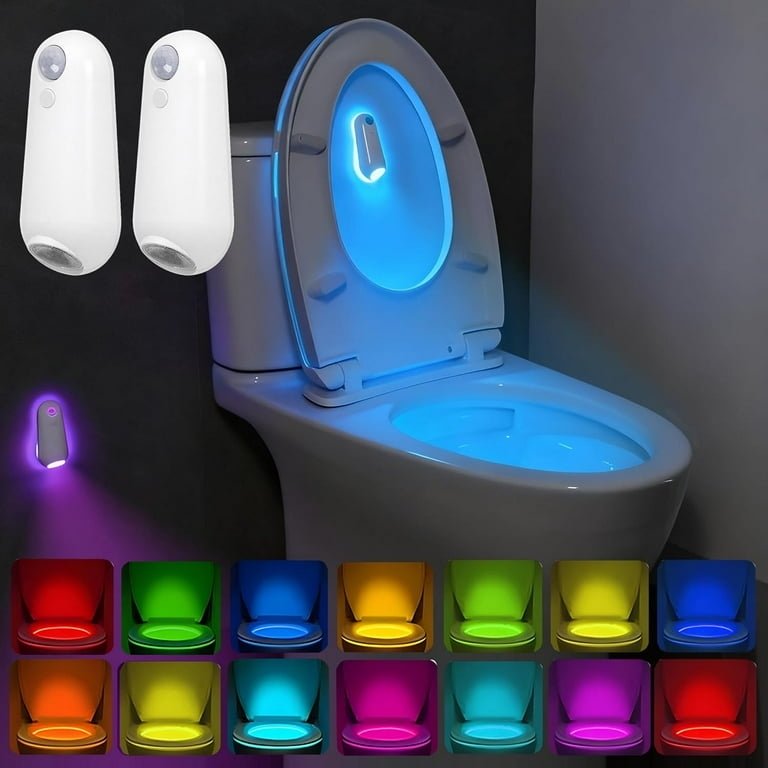 Pill Shaped Toilet Night Light, Glossy White USB-C Rechargeable RGB