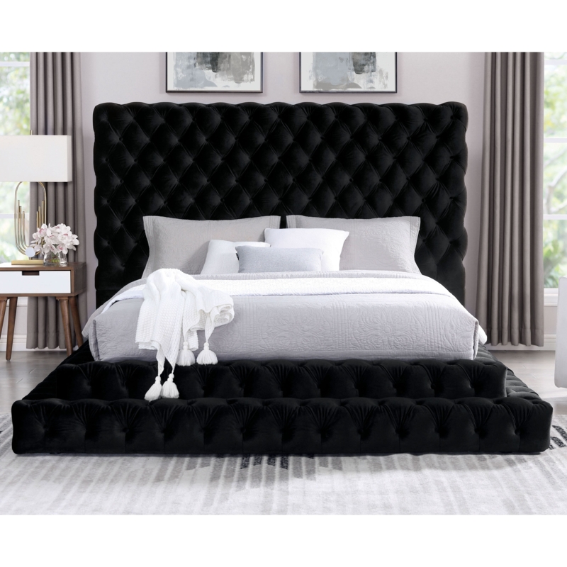 Platform Bed Oversized Diamond Tufting Tiered Base Upholstered
