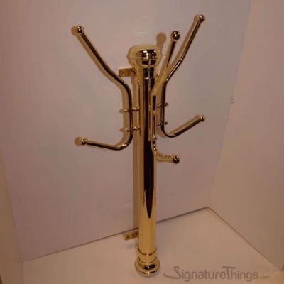 Polished Gold Wall Mounted Coat Rack with Eight Hooks