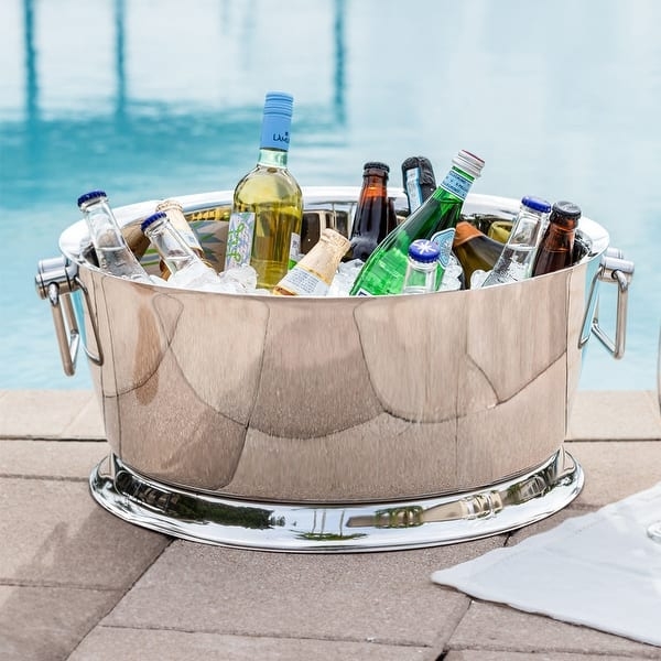 Polished Stainless Steel Beverage Tub Pedestal Base Large