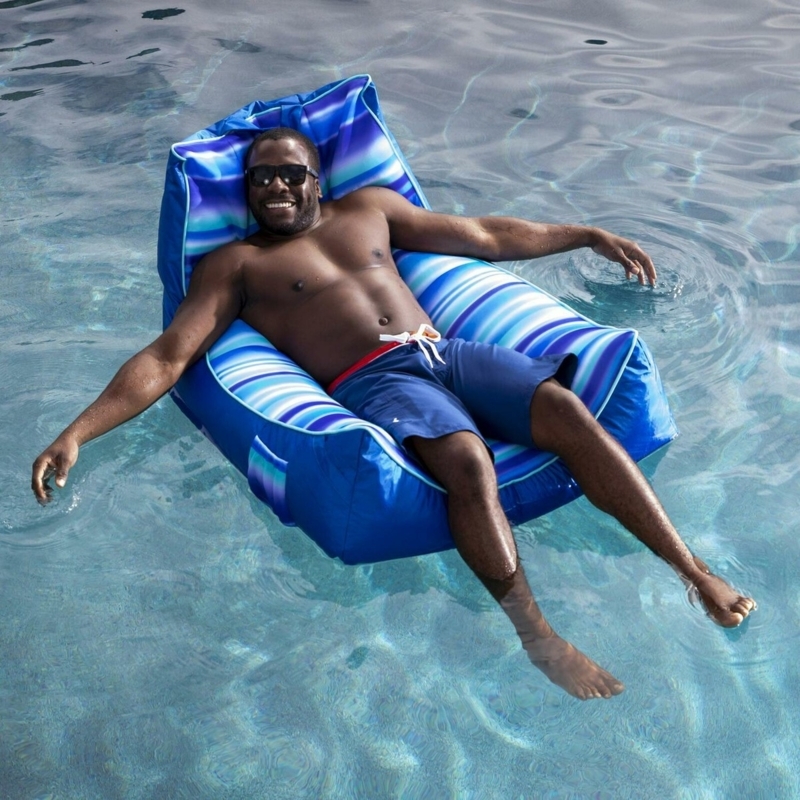 Pool Float: Blue Gradient Striped Armchair Lounger