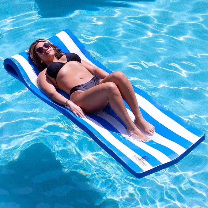 Pool Float: Nautical Blue and White Striped Vinyl Lounger
