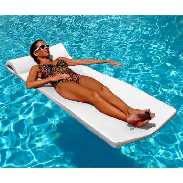 Pool Raft: Crisp White Oversized Closed-Cell Foam Mattress
