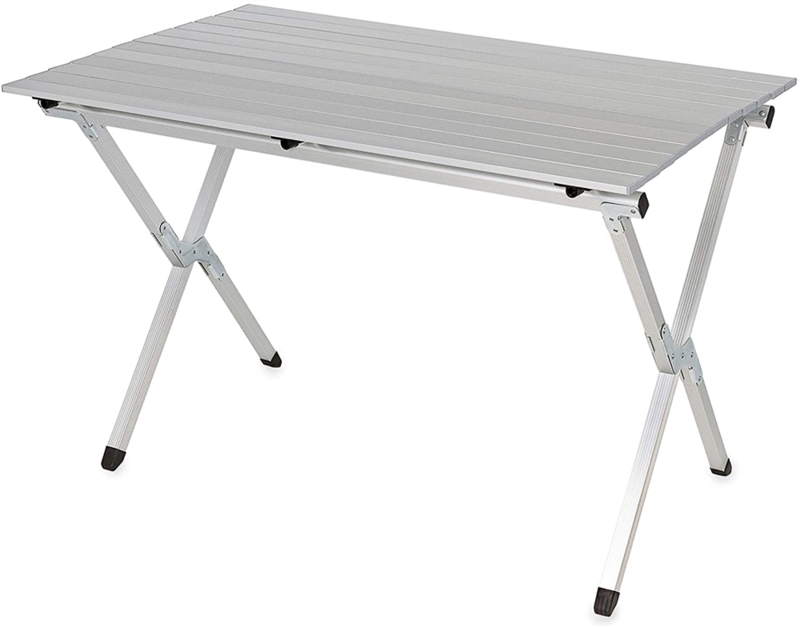 Portable Aluminum Folding Table with Roll-Up Slat Top