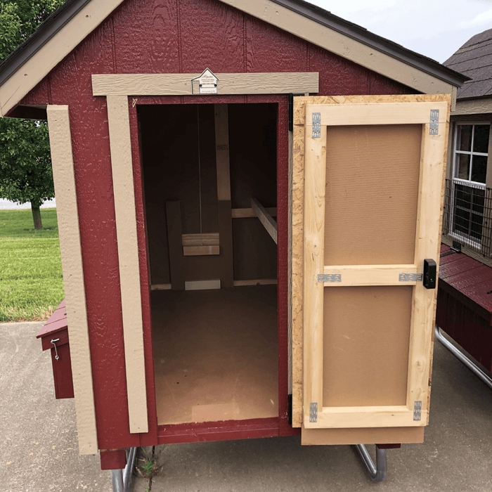 Portable Chicken Coop Barn Red Siding Side Nesting Box