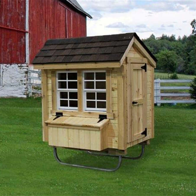 Portable Chicken Coop Natural Wood with Portable Skids