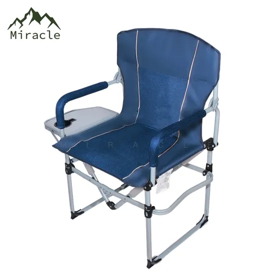 Portable Director Chair in Navy Blue with Side Table and Cup Holder