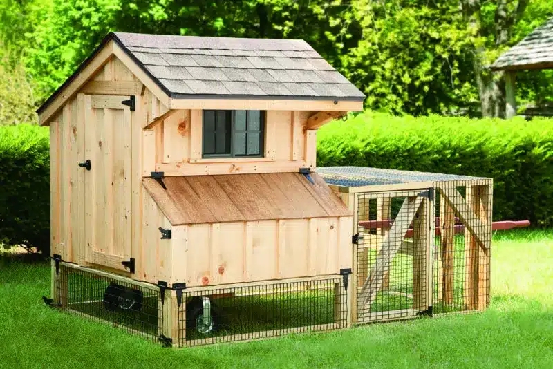 Portable Hen House with Heavy-Duty Wheels and Natural Wood Finish