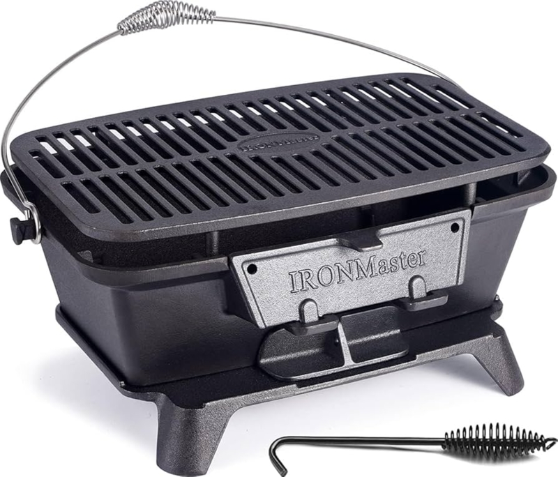 Portable Hibachi Grill Cast Iron Spring Handle Wire Lifter Tool