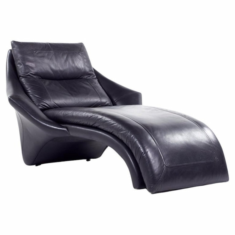 Postmodern Sculptural Chaise Lounge with Arched Base and Sloping Arms