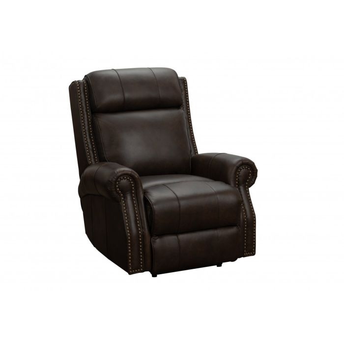 Power Recliner Big & Tall Ashford Walnut with Nailhead Trim
