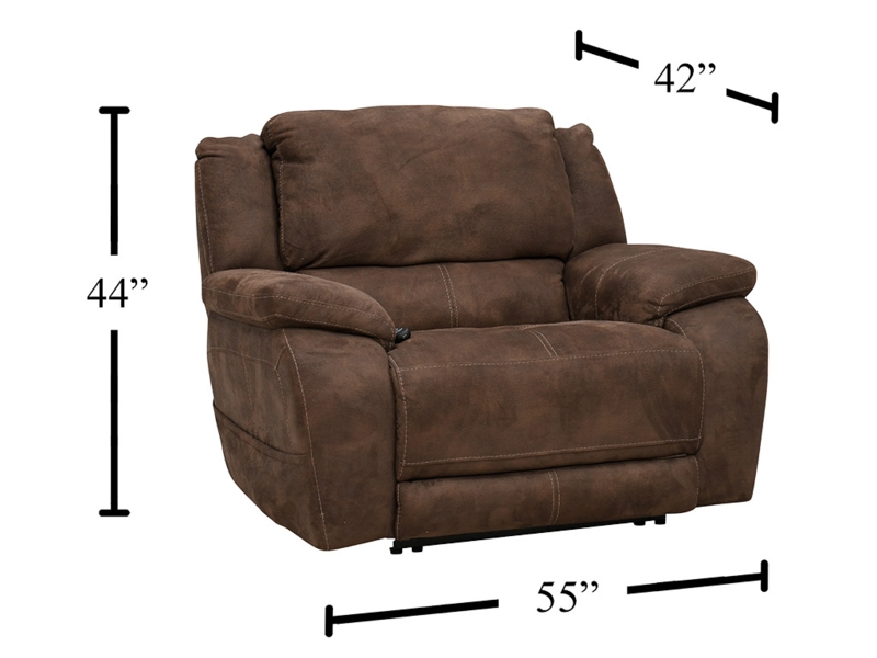 Power Recliner Espresso Brown Suede Like Power Lumbar Power Headrest
