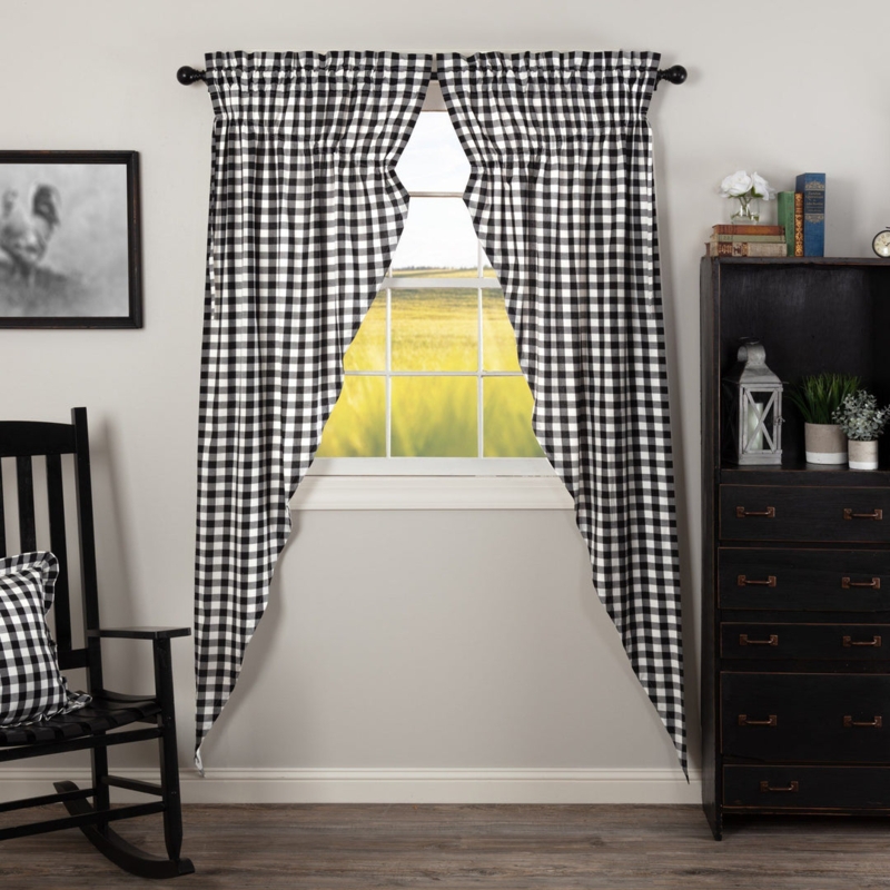 Prairie Curtains Buffalo Check Tapered Panels Lined Country Primitive